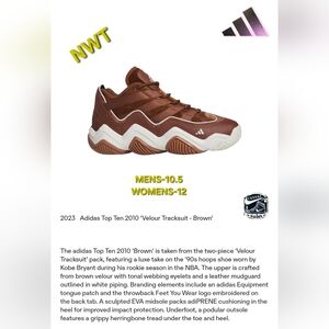 [M-10.5] 2023 Adidas Top Ten 2010 'Velour Tracksuit - Brown